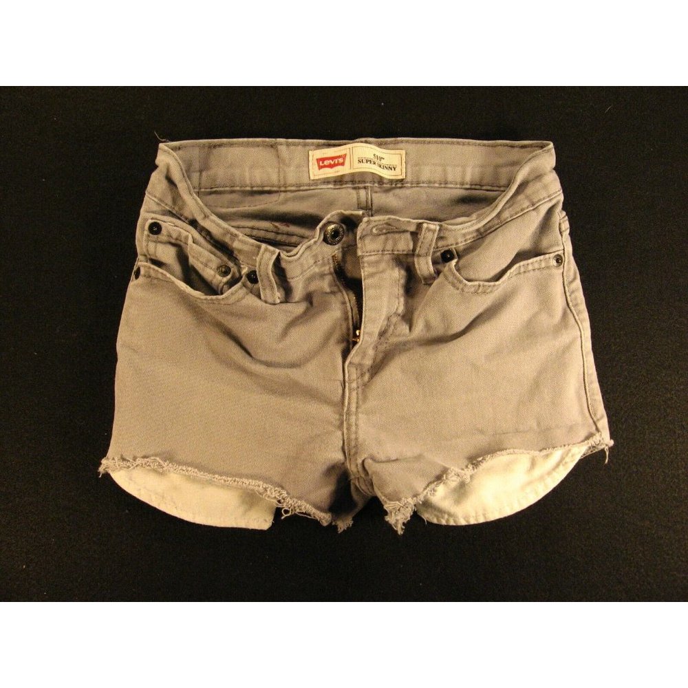 LEVIS 510 Womans CUTOFF JEANS SHORTS 12 Reg W 24 MEASURED Juniors Skinny Gray